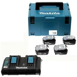MAKITA Pack 4 Batteries 18V 6Ah + Chargeur DC18RD + MakPac - 198091-4