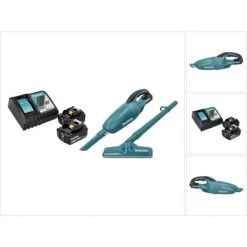 Makita DCL 180 18V Li-Ion Aspirateur Sans Fil Vert Incl. Brosse + 2x Batteries BL 1850 5,0 Ah + Chargeur Rapide