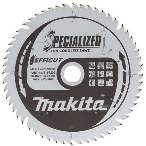 Makita EFFICUT Lame De Scie Circulaire Pour Bois 165 X 20 X 1,45 Mm à 56 Dents ( B-57336 ) – Image 4
