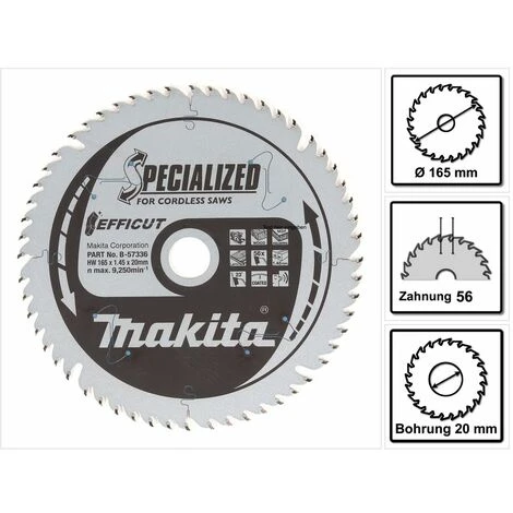 Makita EFFICUT Lame De Scie Circulaire Pour Bois 165 X 20 X 1,45 Mm à 56 Dents ( B-57336 ) – Image 5