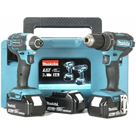 Makita DLX2131JX1 Perceuse Et Visseuse à Choc 1/4 "- 3 Batteries 18V - -