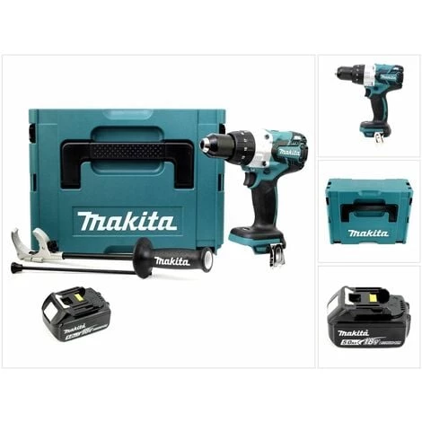 Makita DHP 481 T1J 18V Perceuse-visseuse à Percussion Sans Fil Brushless 115 Nm + Coffret De Transport Makpac + 1 X Batterie BL1850 5,0 Ah - Sans Chargeur