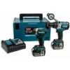 Makita DLX2176TJ Pack 2 Outils Sans-fil - 18 V Li-ion - Perceuse Visseuse à Percussion (DHP481) & Visseuse à Percussion (DTD154) - 2 Batteries 5,0 Ah - Coffret