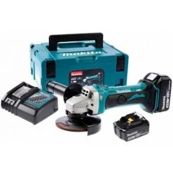 Makita DGA452RMJ - Set Meuleuse D'angle Li-Ion 18V (2x Batterie 4.0Ah) Dans MAKPAC - 115mm