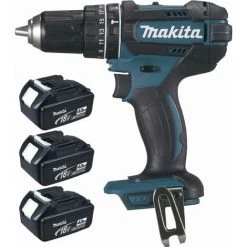 Perceuse Visseuse à Percussion 18 V Li-Ion 4 Ah Ø 13 Mm (3 Batteries) MAKITA - 3 Batteries, Chargeur, Coffret - DHP482RM3J