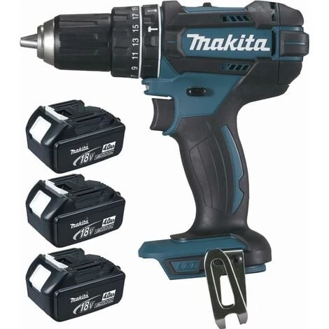 Perceuse Visseuse à Percussion 18 V Li-Ion 4 Ah Ø 13 Mm (3 Batteries) MAKITA - 3 Batteries, Chargeur, Coffret - DHP482RM3J