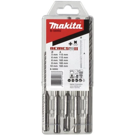 Coffret 5 Forets MAKITA SDS-Plus 4 Taillants TCT NEMESIS II - B-58992