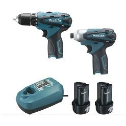LOT MAKITA 10.8V 1.3Ah Li-Ion : Perceuse Visseuse DF330D + Visseuse à Choc TD090D En Coffret MAK-PAC - LCT204J