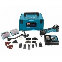 Makita DTMRT1J3 Découpeur-ponceur Multifonctions 18V Li-Ion (1x Batterie 5.0Ah) + Set D'accessoires 42 Pièces Dans MAKPAC - Changement Rapide