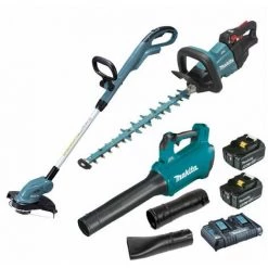 Pack Makita Jardin 18V: Souffleur DUB184 + Coupe Herbes DUR181 + Taille Haie 50cm DUH502 + 2 Batteries 5Ah