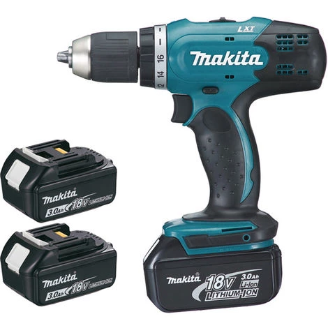 Lot 4 Machines MAKITA 18V 3 Batteries 3Ah + Chargeur + Perceuse Visseuse DDF453 + Visseuse à Choc DTD152 + Meuleuse DGA452 + Scie Sauteuse DJV180 - LMK3 – Image 2