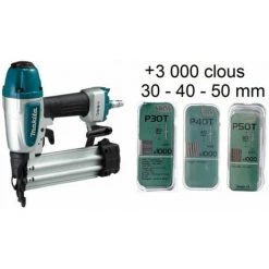 Cloueur Pneumatique 8 Bar 15-50mm AF506 MAKITA + 3000 Clous 30, 40 Et 50 Mm