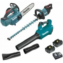 Pack Makita Jardin 18V: Taille-haie 60cm DUH602 + Tronçonneuse élagage 25cm DUC254 + Souffleur DUB184 + 2 Batteries 5Ah