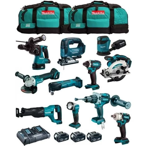 MAKITA Kit MK1102 (DHP481+DHR243+ DGA504+ DTD152+ DJV182+ DSS610+ DJR186+ DBO180+ DTM51+ DML802+ DTW285+3x5,0Ah+DC18RD+2xLXT600)