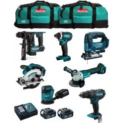 MAKITA Kit MK702 (DDF482 DHR171 DGA504 DTD152 DJV182 DSS610 DBO180 2 X 5,0 Ah DC18RC 2 X LXT600)