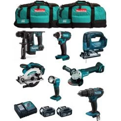 MAKITA Kit MK701 (DDF482 DHR171 DGA504 DTD152 DJV182 DSS610 DML802 2 X 5,0 Ah DC18RC 2 X LXT600)