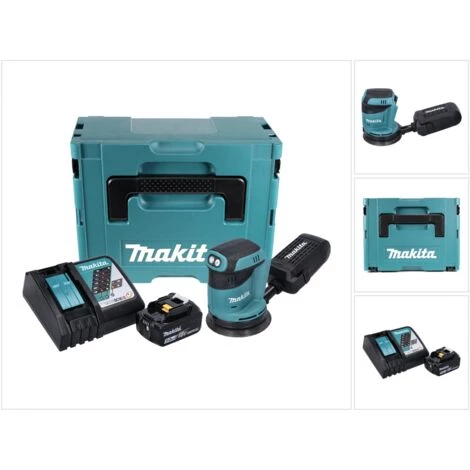 Makita DBO 180 RT1J Ponceuse Excentrique Sans Fil 18 V + 1x Batterie 5.0Ah + Chargeur + Makpac