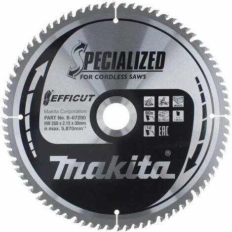 Makita CMSXF26080G SPECIALIZED EFFICUT Lame De Scie 260 X 30 X 1,65 Mm ( B-67290 ) - 80 Dents Pour Bois – Image 2