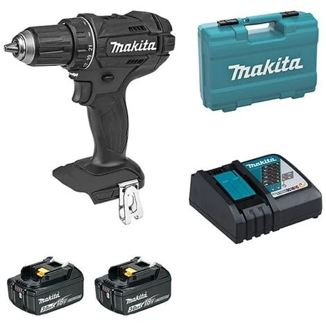 PERCEUSE VISSEUSE MAKITA SANS FIL BLACK 18 V 2 BATTERIES 3 AH 13 MM DDF482RFE - DDF482X1B--