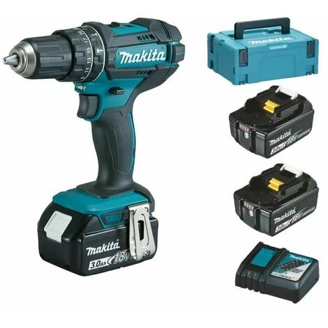 Makita Perceuse Percussion Sans Fil 18 V DHP482RF3J / 3x Batterie 3,0 Ah Makpac