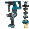 Pack Makita EXPERT PRO BL Motor 18V 2 Batt 5Ah Perceuse DDF484 + Perforateur DHR243 Sans Charbon Avec Sac
