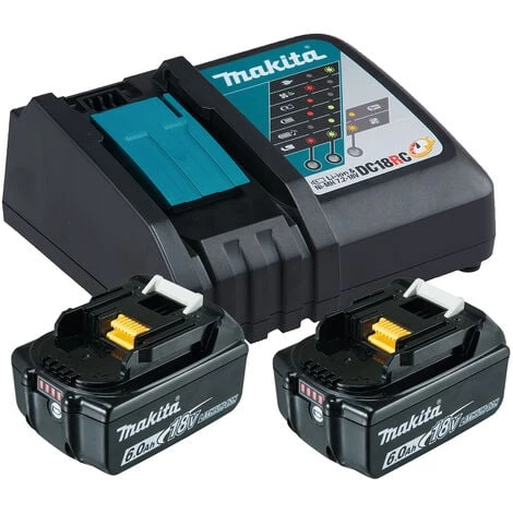 Makita 199480-6 Power Source-Kit 18V 6Ah 2x BL1860B + DC18RC