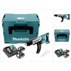 Makita DFR 750 RGJ Visseuse Automatique Sans Fil à Magasin 18V 45-75mm + 2x Batteries 6,0Ah + Chargeur + Coffret Makpac