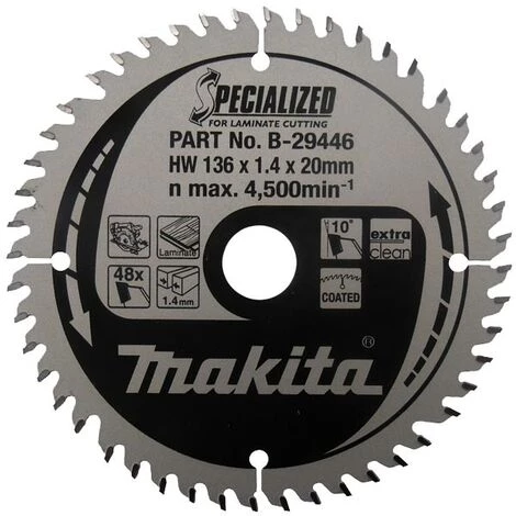 Makita B-29446 Specialized - Lame De Scie Circulaire - 136 X 20 X 48D - Stratifié
