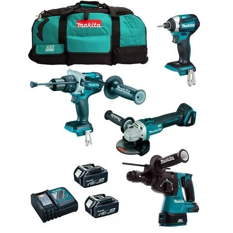 MAKITA Kit MK403 (DHP481 DHR243 DGA504 DTD154 2 X 5,0 Ah DC18RC LXT600)