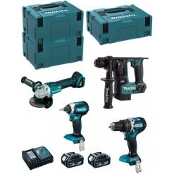 MAKITA Kit MK405RTJ (DHR171 DHP484 DTD153 DGA504 2 X 5,0 Ah DC18RC MAKPAC 2 2 X MAKPAC 3)