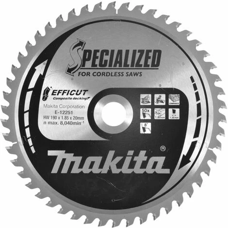 MAKITA Lame De Scie 190x1,85x20, 50Z Efficut | E-12251