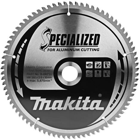 LAME ALUMINIUM MAKITA B-33386 Ø260 mm TROU 30 mm 80 DENTS
