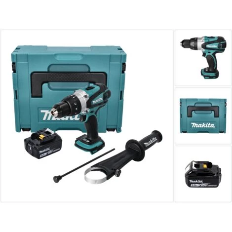 Makita DHP 458 T1J Perceuse-visseuse à Percussion Sans Fil 18 V 91 Nm + 1x Batterie 5,0 Ah + Makpac - Sans Chargeur – Image 4