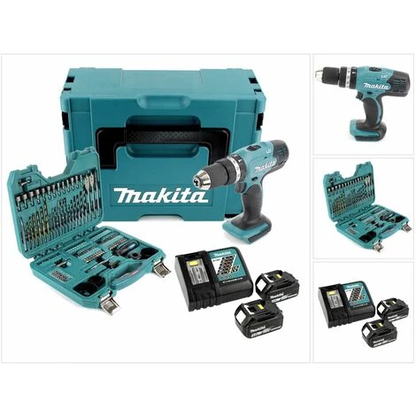 Makita DHP 453 RTJ Perceuse-visseuse à Percussion Sans Fil 18V 42Nm + Makpac + 2x Batteries 5,0 Ah + Chargeur + Jeu D'embouts Et Perceuses - 100 Pièces – Image 5
