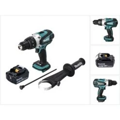 Makita DHP 458 G1 Perceuse-visseuse à Percussion Sans Fil 18 V 91 Nm + 1x Batterie 6,0 Ah - Sans Chargeur