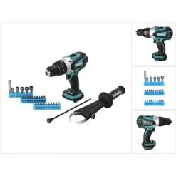 Makita DHP 458 Z Perceuse-visseuse à Percussion Sans Fil 18 V 91 Nm + Jeu D'embouts - 26 Pièces