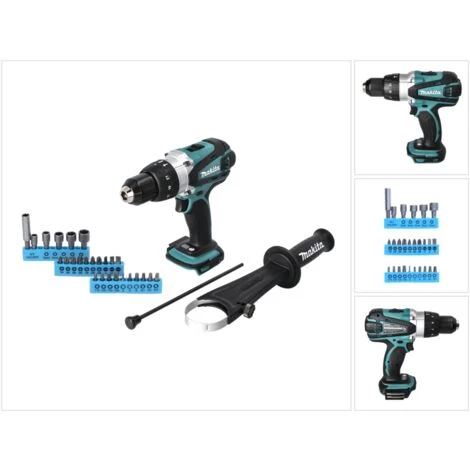 Makita DHP 458 Z Perceuse-visseuse à Percussion Sans Fil 18 V 91 Nm + Jeu D'embouts - 26 Pièces