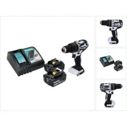 Makita DHP 484 RT W Perceuse-visseuse à Percussion Sans Fil 18 V 54 Nm Brushless + 2x Batteries 5,0 Ah + Chargeur