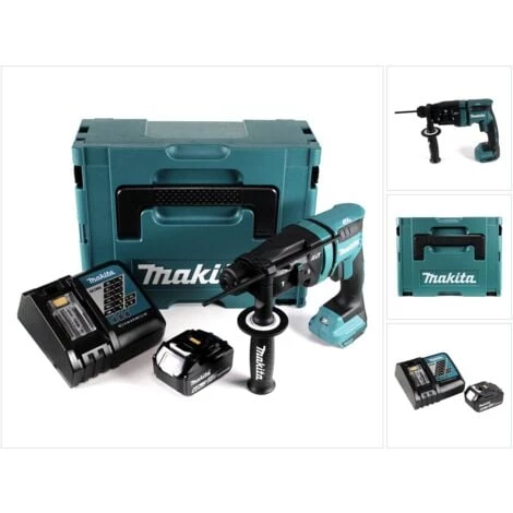 Makita DHR 182 RG1J Perforateur à Percussion sans Fil 18V 1,7J SDS Plus Brushless + 1x Batterie 6,0Ah + Chargeur + Coffret Makpac