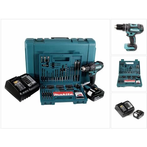 Makita DHP 482 SGK Perceuse-visseuse à Percussion Sans Fil 18V 62Nm + 1x Batterie 6,0Ah + Chargeur + Jeu De Mèches - 100 Pièces + Mallette De Transport – Image 4
