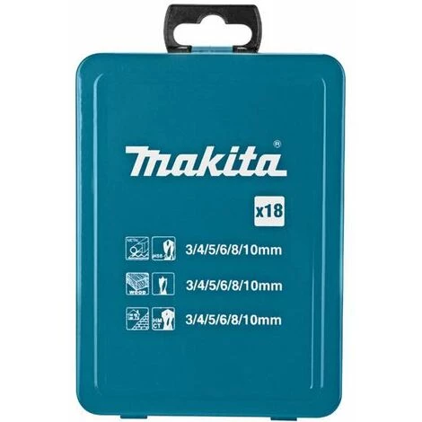 Coffret De 18 Forets Cylindriques Pour Bois, Acier, Et Béton Makita