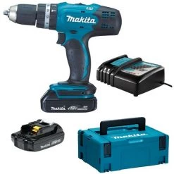 Perceuse Visseuse à Percussion 18V Avec 2 Batteries Li-Ion 1.5Ah, Chargeur Rapide, En Coffret MakPac - Makita DHP453RYJ