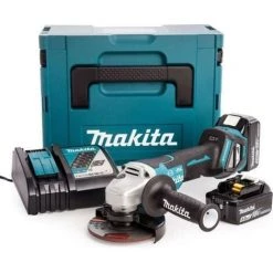 Meuleuse Brushless MAKITA 18V 125mm - 2 Batteries BL1850 5.0Ah - 1 Chargeur Rapide DC18RC DGA517RTJ
