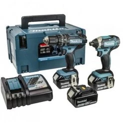 Makita DLX2131MJ1 Ensemble Sans-fil - 18V Li-ion - Perceuse Visseuse (DHP482) & Visseuse à Percussion (DTD152) - 3 Batteries 4,0 Ah - Mbox