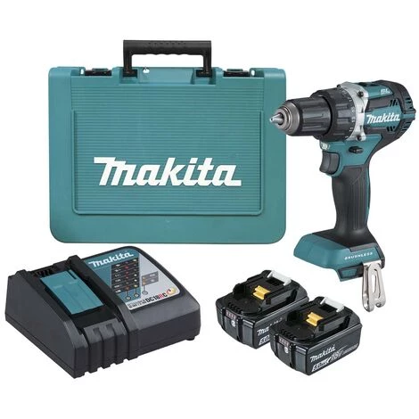Makita DDF484RTE Perceuse/visseuse Sans Fil (2x Batterie 5.0Ah) - 18V Li-Ion - Valise – Moteur Sans Balai