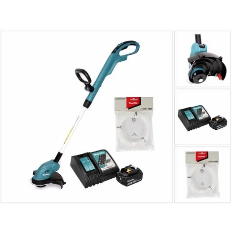 Makita DUR 181 RT 18 V Li-Ion Coupe-herbe Sans Fil + 1x Batterie BL 1850 5,0 Ah + Chargeur Rapide DC 18 RC + Makita DA00000003 File De Coupe Rond Ø 1,65mm X 15m – Image 2