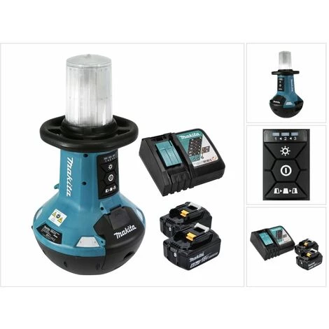 Makita DML 810 RG Eclaireur De Surface Sans Fil Avec LED 18/36 V (2 X 18 V) 5500 Lm IP54 + 2x Batteries 6,0 Ah + Chargeur – Image 5