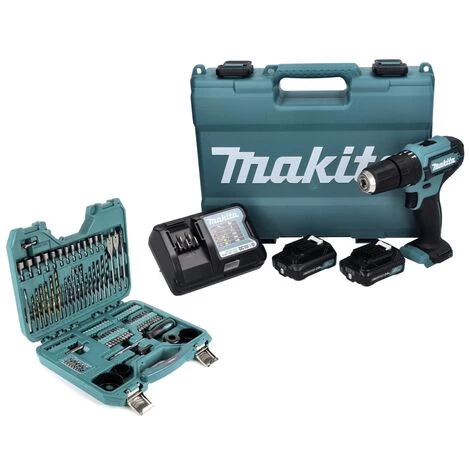 Makita HP 333 DWAE Perceuse à Percussion Sans Fil 12 V 30 Nm + 2x Batteries 2,0 Ah + Chargeur + Jeu De 100 Forets + Mallette – Image 3