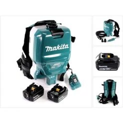 Makita DVC 265 TXU Aspirateur Dorsal Sans Fil 36 V (2x 18 V) Brushless + 2x Batteries 5,0 Ah - Sans Chargeur