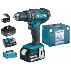 MAKITA Drillage De Forage De Punch à Batterie 18V DHP482FJX4 | Batterie 2x 3.0 Ah Dans Makpac, Y Compris La Boîte Cool Et Les Bits Set 31-PC.
